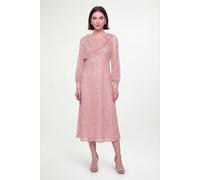 Wallis Women's Petite Sequin Lace Drape Belted Midi Dress in Rose | Size: 16 Wallis Rose 16