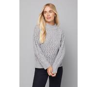 Petite Sparkle Pointelle Funnel Neck Jumper Wallis Grey S