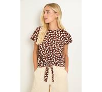Wallis Women's Petite Spot Jersey Tie Detail Flutter Sleeve Top in Chocolate | Size: 20 Wallis Chocolate 20