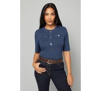 Petite Statement Button Knitted Top Wallis Navy L