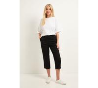 Wallis Women's Petite Stretch Capri Trousers in Black | Size: 14 Wallis Black 14