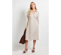 Wallis Women's Petite Stripe Contrast Detail Shirt Dress in Stone | Size: 14 Wallis Stone 14