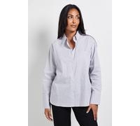 Wallis Women's Petite Stripe Pocket Side Tape Shirt in Grey | Size: 8 Wallis Grey 8