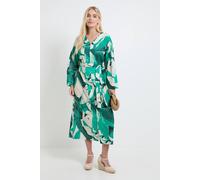 Wallis Women's Petite Summer Tropical Midi Dress in Green | Size: 16 Wallis Green 16
