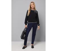 Wallis Women's Petite Tipped Bow Neck Jumper in Black | Size: Large Wallis Black L