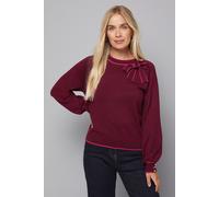 Wallis Women's Petite Tipped Bow Neck Jumper in Burgundy | Size: Medium Wallis Burgundy M