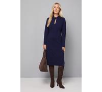 Wallis Women's Petite Twist Neck Keyhole Knitted Dress in Midnight | Size: XL Wallis Midnight XL