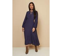 Petite Viscose Tie Front Midi Dress Wallis Navy 18