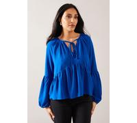 Wallis Women's Petite Woven Tie Neck Smock Top in Cobalt | Size: 10 Wallis Cobalt 10