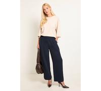 Wallis Women's Petite Woven Wide Leg Trouser in Navy | Size: 12 Wallis Navy 12