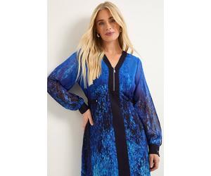 Wallis Women's Petite Zip Front Ombre Chiffon Midi Dress Blue | Size: 8 Wallis Blue 8