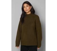 Wallis Women's Placement Cable Funnel Jumper in Olive | Size: Large Wallis Olive L