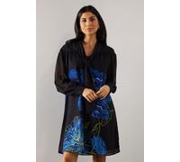 Wallis Women's Placement Print Tie Neck Shift Mini Dress in Black | Size: 10 Wallis Black 10