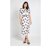 Wallis Women's Pleat Detail Puff Sleeve Midi Dress in Ivory | Size: 16 Wallis Ivory 16