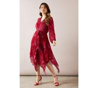 Wallis Women's Pleated Asymmetric Wrap Dress in Raspberry | Size: 12 Wallis Raspberry 12