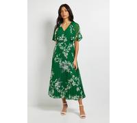 Wallis Women's Pleated Cape Sleeve Midi Dress in Green | Size: 14 Wallis Green 14