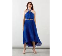 Wallis Women's Pleated Halterneck Chiffon Midi Dress in Cobalt | Size: 18 Wallis Cobalt 18