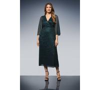 Wallis Women's Plisse Mesh Wrap Midi Dress in Teal | Size: 10 Wallis Teal 10