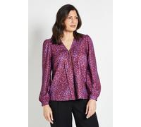 Wallis Women's Polka Dot Pleated Collar Zip Detail Blouse in Burgundy | Size: 20 Wallis Burgundy 20