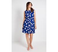 Wallis Women's Polka Dot Pleated Shift Dress in Navy | Size: 16 Wallis Navy 16
