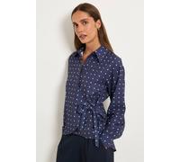 Wallis Women's Polka Dot Tie Side Satin Shirt in Navy | Size: 14 Wallis Navy 14
