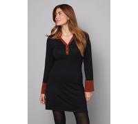 Wallis Women's Polo Button Through Knitted Dress in Black | Size: Medium Wallis Black M