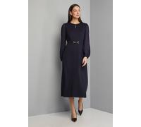 Wallis Women's Ponte A-line Midi Dress With Chiffon Sleeves in Navy | Size: 16 Wallis Navy 16
