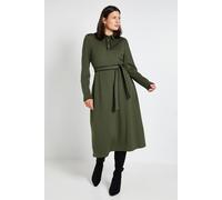 Wallis Women's Ponte Collar Contrast Midi Dress in Khaki | Size: 18 Wallis Khaki 18