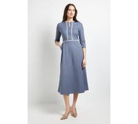 Wallis Women's Ponte Contrast Midi Dress in Blue | Size: 16 Wallis Blue 16