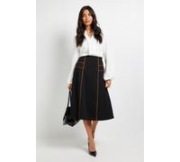 Wallis Women's Ponte Pleated Midi Skirt in Black | Size: 14 Wallis Black 14