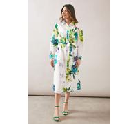 Wallis Women's Premium Floral Belted Shirt Dress in Ivory | Size: 14 Wallis Ivory 14