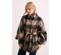Wallis Women's Principles by Check Cape Coat in Brown | Size: 16 Wallis Brown 16