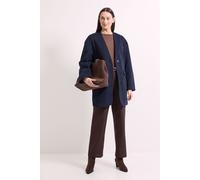 Wallis Women's Principles by Collarless Belted Wrap Coat in Navy | Size: 14 Wallis Navy 14