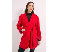 Wallis Women's Principles by Collarless Belted Wrap Coat in Red | Size: 14 Wallis Red 14