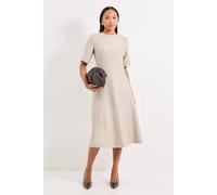 Wallis Women's Principles Stripe Fit & Flare Midi Dress in Beige | Size: 12 Wallis Beige 12