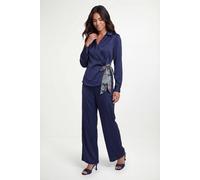 Wallis Women's Print Tie Side Satin Shirt in Navy | Size: 14 Wallis Navy 14