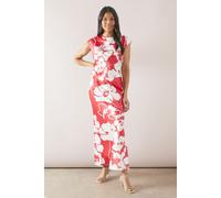 Wallis Women's Printed Satin Bias Cut Skirt in Red | Size: 12 Wallis Red 12