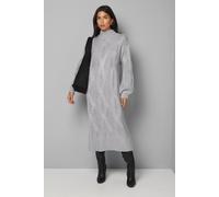 Wallis Women's Relaxed Chunky Cable Midi Knitted Dress in Grey Marl | Size: Small Wallis Grey Marl S