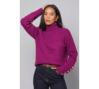 Wallis Women's Rib Panel Button Sleeve Jumper in Wine | Size: XL Wallis Wine XL