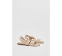Wallis Women's Sandie Faux Suede Buckle Detail Asymmetrical Flat Sandals in Beige | Size: 6 Wallis Beige 6