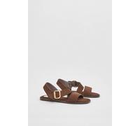 Wallis Women's Sandie Faux Suede Buckle Detail Asymmetrical Flat Sandals in Chocolate | Size: 6 Wallis Chocolate 6
