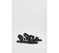 Wallis Women's Sandie Faux Suede Buckle Detail Asymmetrical Flat Sandals in Natural Black | Size: 4 Wallis Natural Black 4