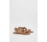 Wallis Women's Sandie Faux Suede Buckle Detail Asymmetrical Flat Sandals in Tan | Size: 7 Wallis Tan 7
