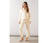 Wallis Women's Satin Button Front Collared Jacket in Cream | Size: 18 Wallis Cream 18
