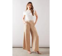 Wallis Women's Satin Pleat Detail Wide Leg Trouser in Champagne | Size: 14 Wallis Champagne 14
