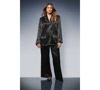 Wallis Women's Satin Pocket Trim Shirt Co ord in Black | Size: 14 Wallis Black 14