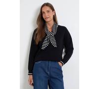 Wallis Women's Scarf Detail V Neck Jumper in Black | Size: Medium Wallis Black M