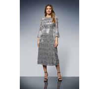 Wallis Women's Sequin Flared Sleeve Midi Dress in Silver | Size: 12 Wallis Silver 12