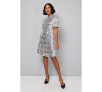 Wallis Women's Sequin High Neck Shift Dress in Silver | Size: 18 Wallis Silver 18