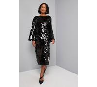 Wallis Women's Sequin Tie Back Midaxi Dress in Black | Size: 14 Wallis Black 14